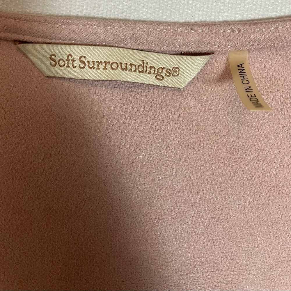 Soft Surroundings Faux Suede Ultra Soft Pink Waterfall Cardigan Size M - Picture 10 of 12